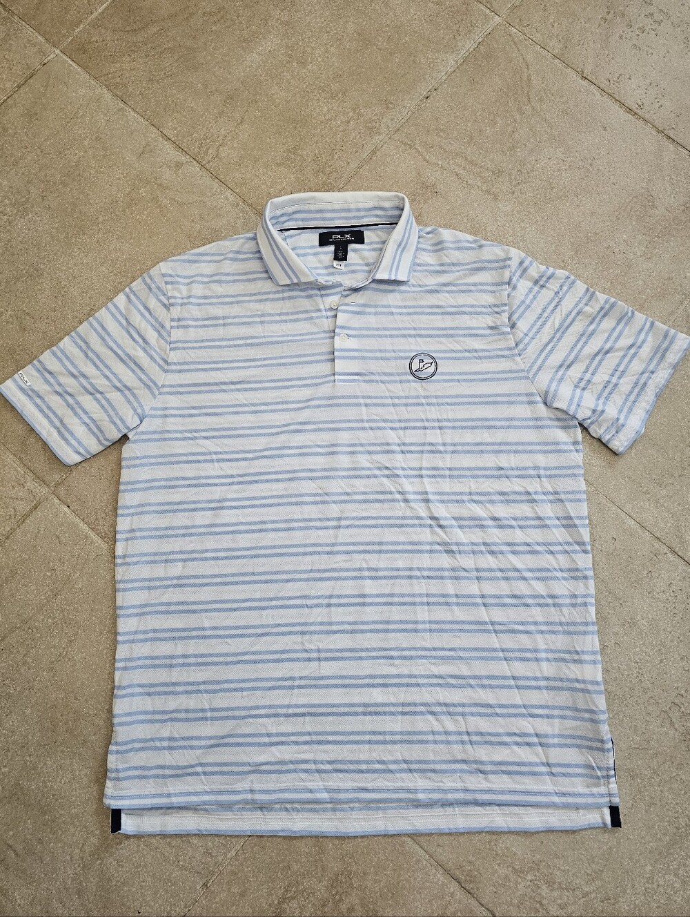 Men's Large RLX Ralph Lauren Performance Striped Golf Polo Shirt